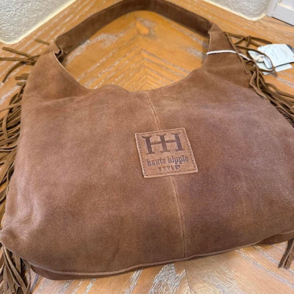 *SOLD* NWT Haute Hippie Tan Fringe Suede Hobo - Picture 2 of 8